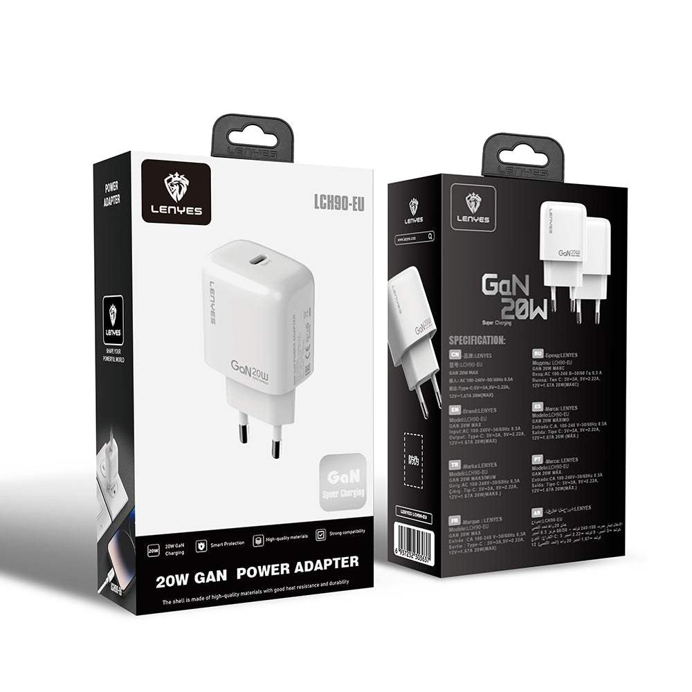 Lenyes LCH90 Type-C GaN Teknolojili PD Hızlı Şarj Özellikli Şarj Başlığı 20W Lenyes LCH90 Type-C GaN Teknolojili PD Hızlı Şarj Özellikli Şarj Başlığı 20W